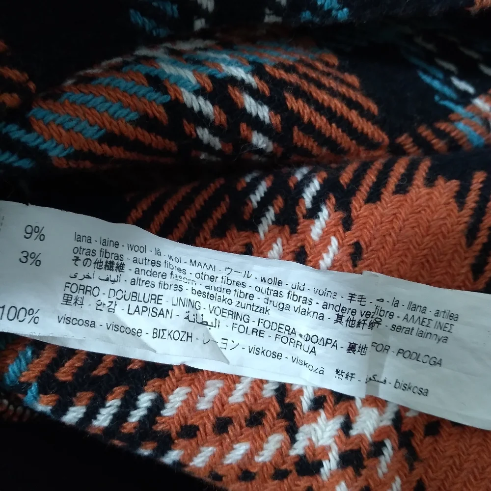 ZARA Men's Orange/Black Plaid Print Knit Long Sleeve Button Down Flannel-Size M - Picture 7 of 11